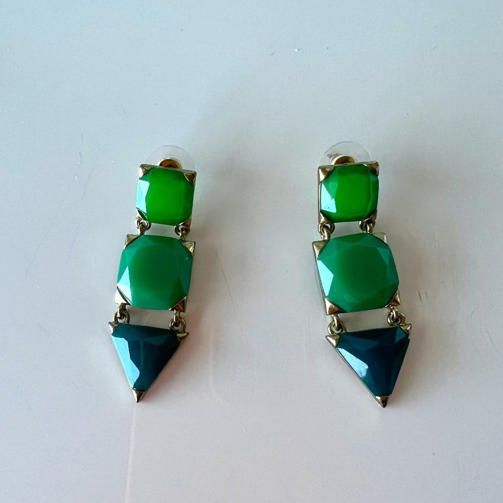 Dangly earrrings Blue and Green posts